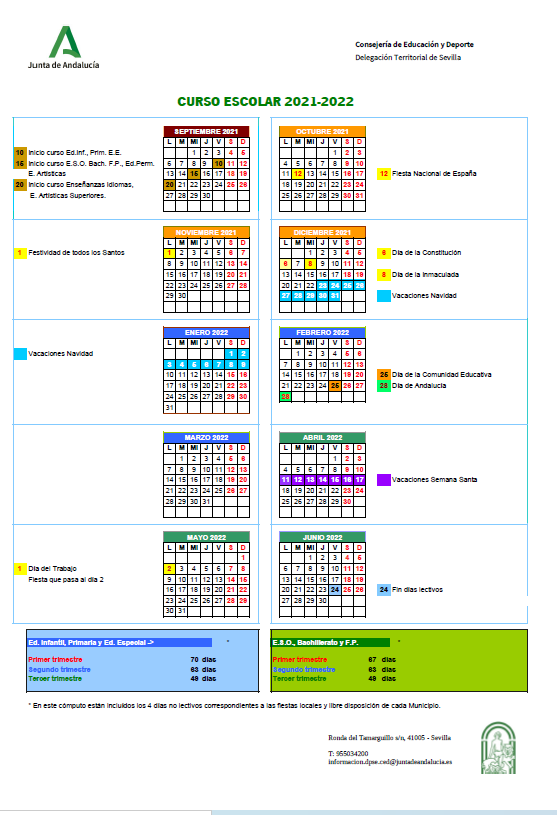 Calendario escolar 21-22